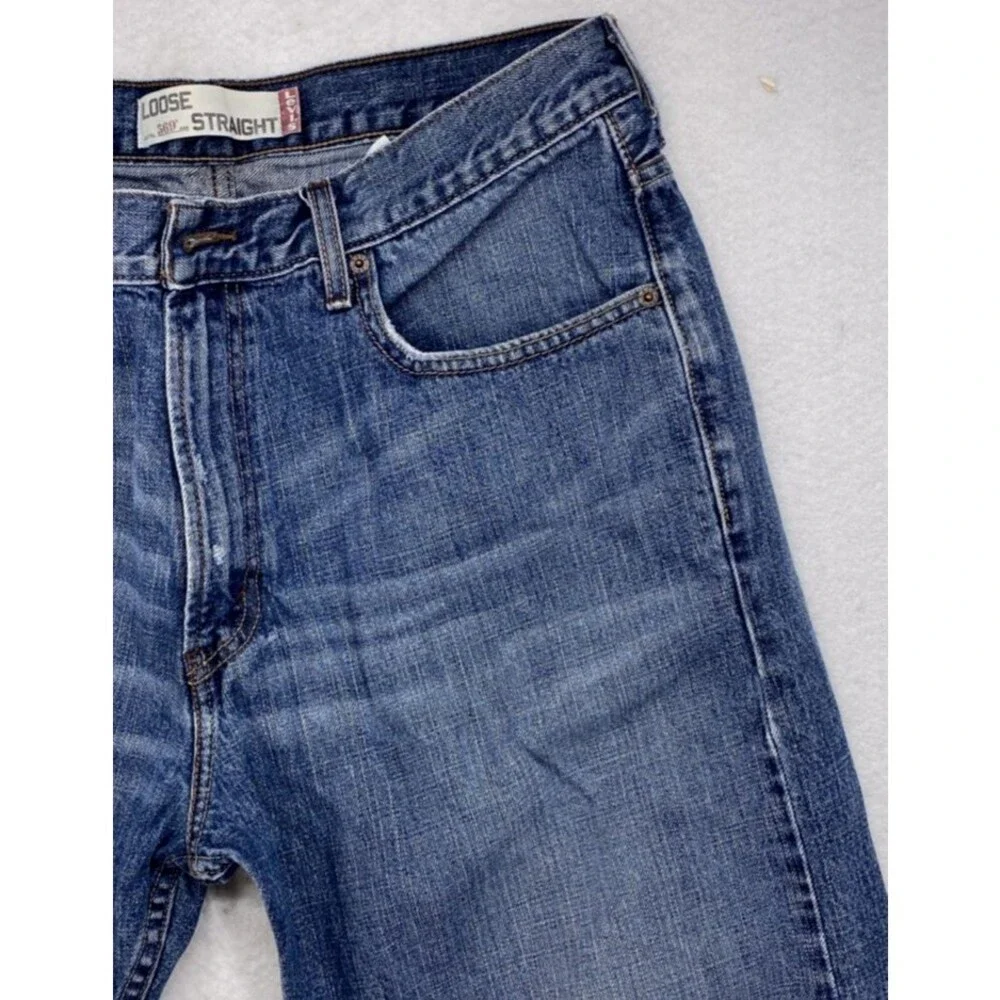 Levi’s 569 Loose Straight Jeans Men W34 L30 Blue Denim Distressed Skate Street